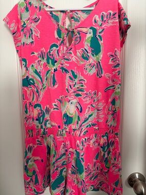 Lilly Pulitzer Hot Pink Tropical Tucan Keyhole Romper